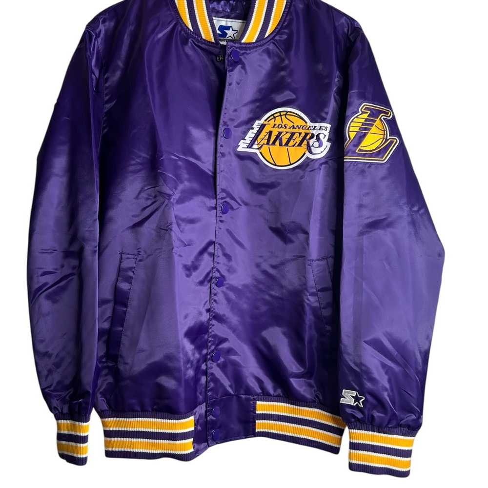 Starter Men’s Purple LA Lakers Bomber Jacket – Satin Finish